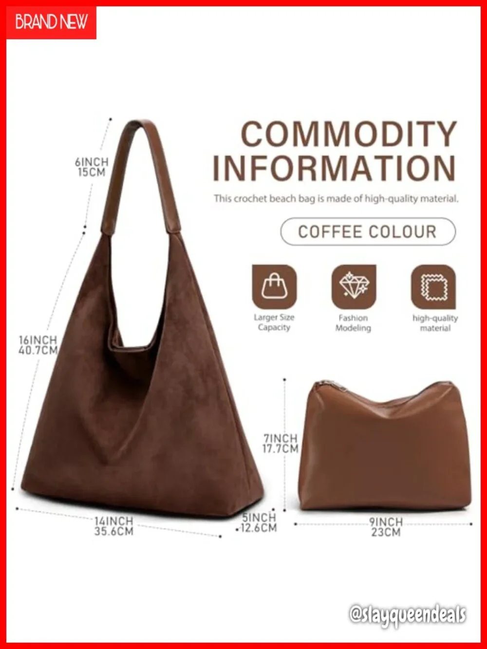 Vegan Leather 2-Piece Purse Set, Slouchy Hobo & Tote Bags